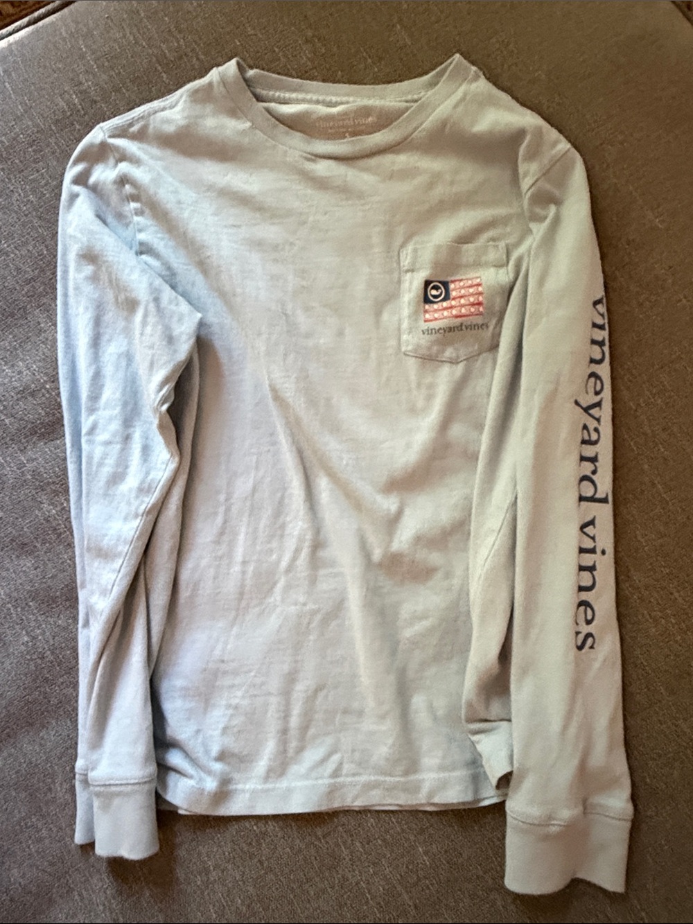 Vineyard Vines Light Blue Long-Sleeve Tee with Pocket Logo